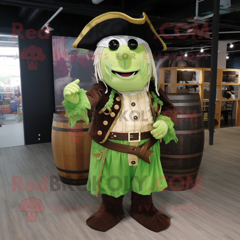 Olive Pirate mascot costume character dressed with a Cocktail Dress and Shoe laces