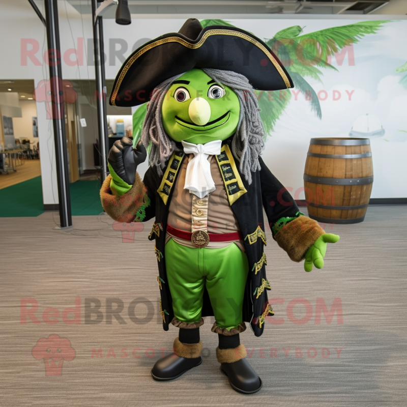 Olive Pirate mascot costume character dressed with a Cocktail Dress and Shoe laces