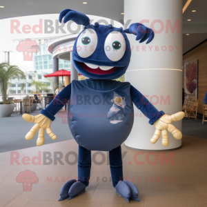 Navy Crab Cakes mascot costume character dressed with a Bodysuit and Necklaces