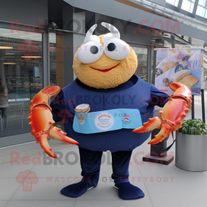 Navy Crab Cakes mascot costume character dressed with a Bodysuit and Necklaces