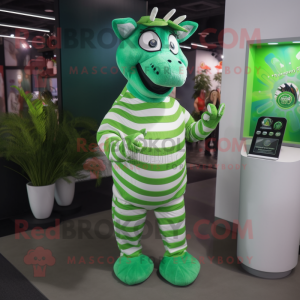 Green Zebra mascot costume character dressed with a Vest and Coin purses