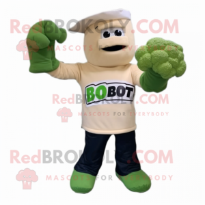 Beige Broccoli mascot costume character dressed with a Bootcut Jeans and Gloves