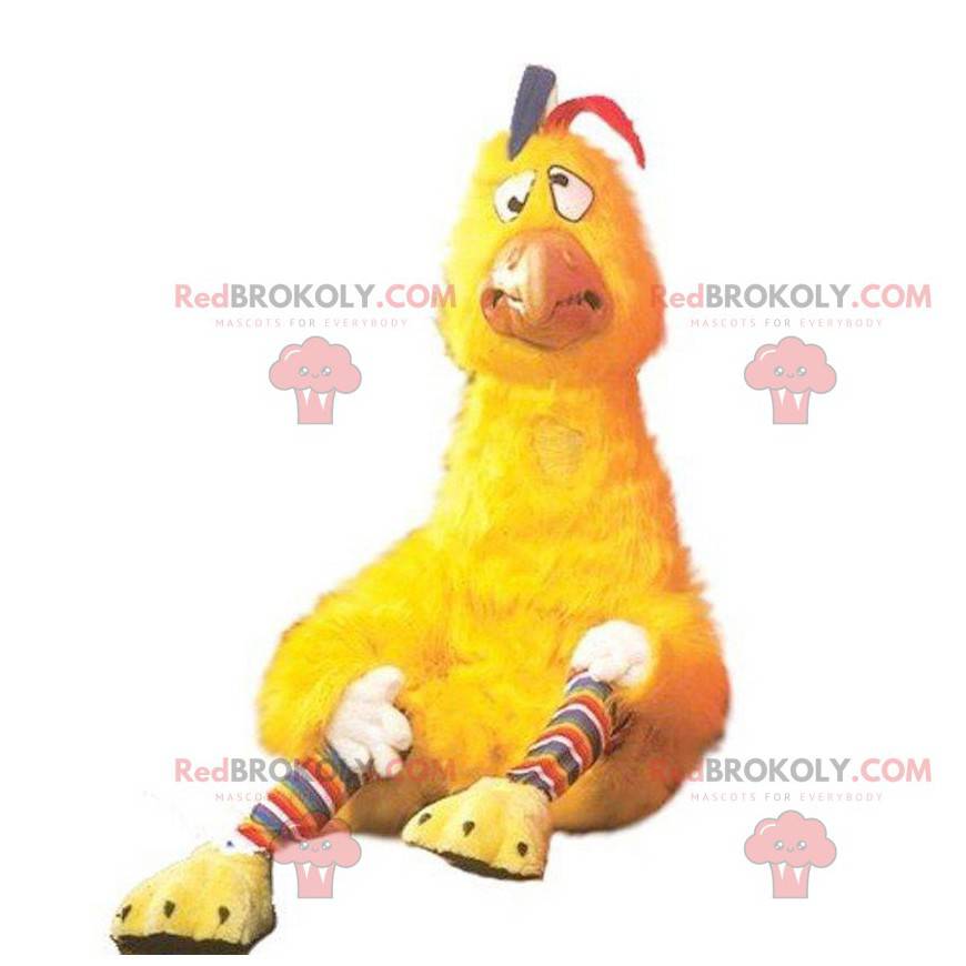 Mascote de galinha amarela toda peluda - Redbrokoly.com