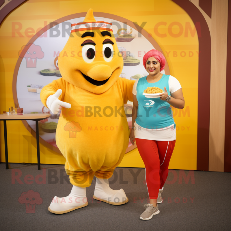 nan Butter Chicken mascot costume character dressed with a Joggers and Rings nan Butter Chicken mascot costume character dressed with a Joggers and Rings