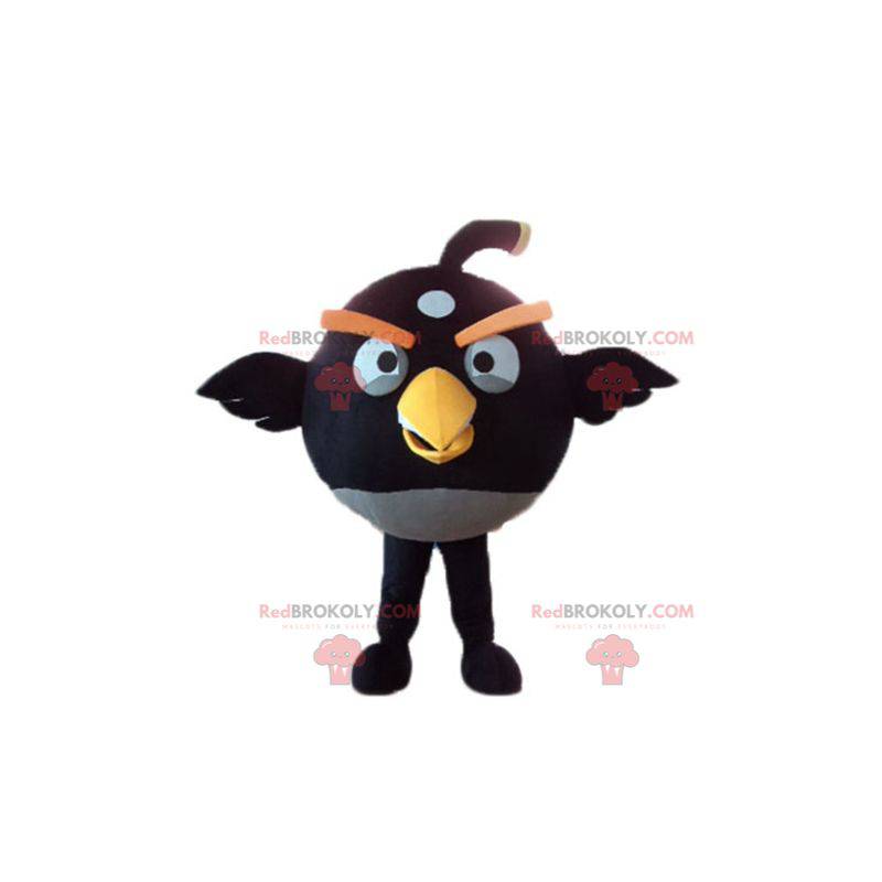 Mascotte uccello nero e giallo del famoso gioco Angry Birds -
