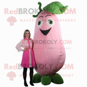 Pink Beanstalk mascot costume character dressed with a Dress and Ties