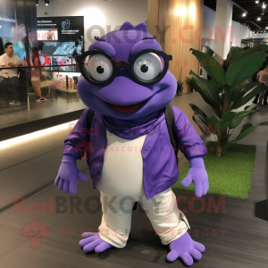 Purple Frog maskot-dräkt...