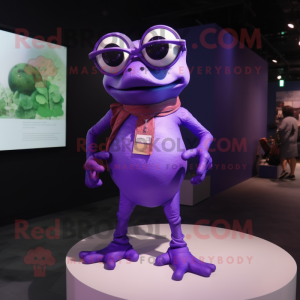 Purple Frog maskot-dräkt...