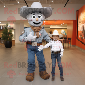 Grå Cowboy maskot kostume...