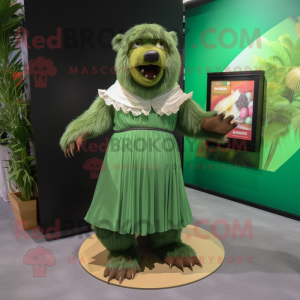 Green Sloth Bear mascot costume character dressed with a A-Line Skirt and Anklets