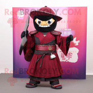 Rödbrun samuraj maskotdräkt...