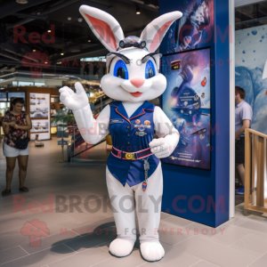 Navy Rabbit mascot costume character dressed with a Bikini and Bracelet watches