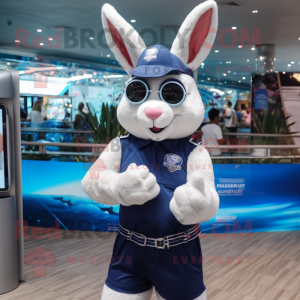 Navy Rabbit mascot costume character dressed with a Bikini and Bracelet watches