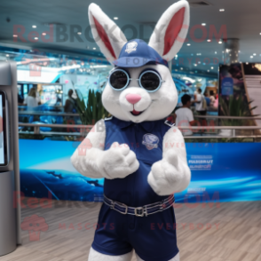 Navy Rabbit mascot costume character dressed with a Bikini and Bracelet watches