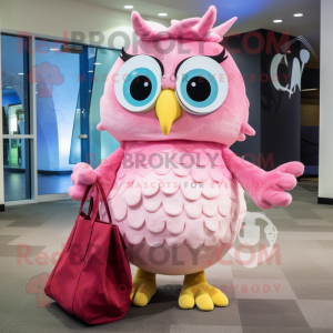 Pink Owl maskot kostume...