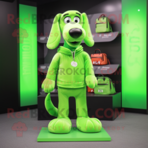 Lime Green Dog mascot costume character dressed with a Leggings and Wallets