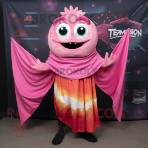 Pink Fish Tacos mascot costume character dressed with a V-Neck Tee and Scarf clips