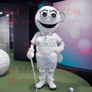 Vit golfboll maskot kostym...