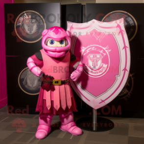 Pink Celtic Shield mascot costume character dressed with a Rash Guard and Ties