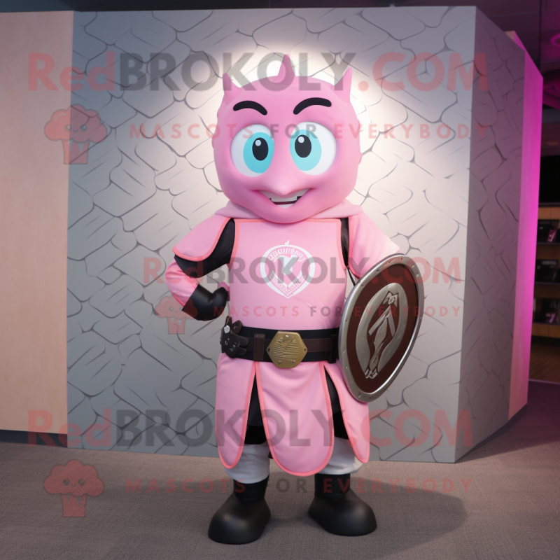 Pink Celtic Shield mascot costume character dressed with a Rash Guard and Ties Pink Celtic Shield mascot costume character dressed with a Rash Guard and Ties