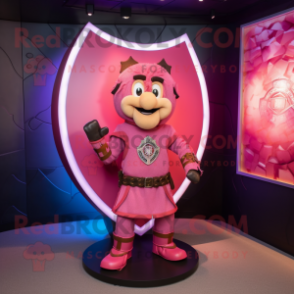 Pink Celtic Shield mascot costume character dressed with a Rash Guard and Ties