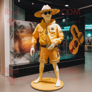 Gold Cowboy maskot kostume...