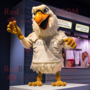Cream Vulture mascot costume character dressed with a Bikini and Gloves