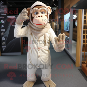 Beige chimpanse maskot...