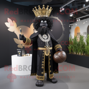 Black King mascot costume character dressed with a Suit and Handbags