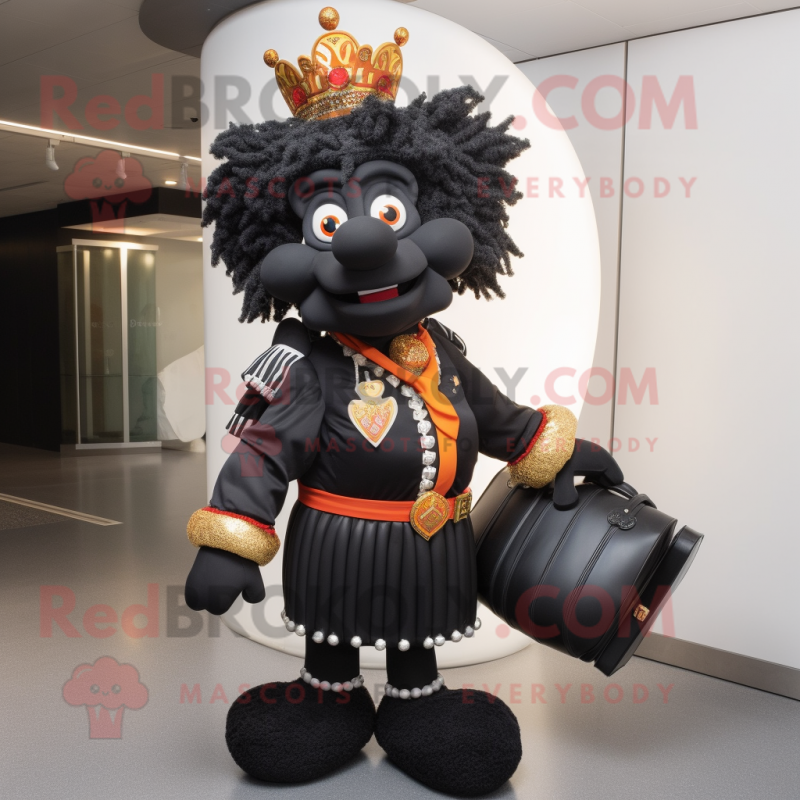 Black King mascot costume character dressed with a Suit and Handbags Black King mascot costume character dressed with a Suit and Handbags
