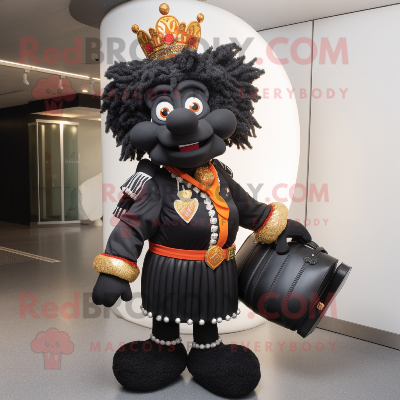 Black King mascot costume character dressed with a Suit and Handbags