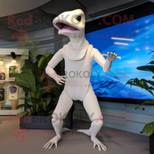 White Dimorphodon mascot costume character dressed with a One-Piece Swimsuit and Cufflinks
