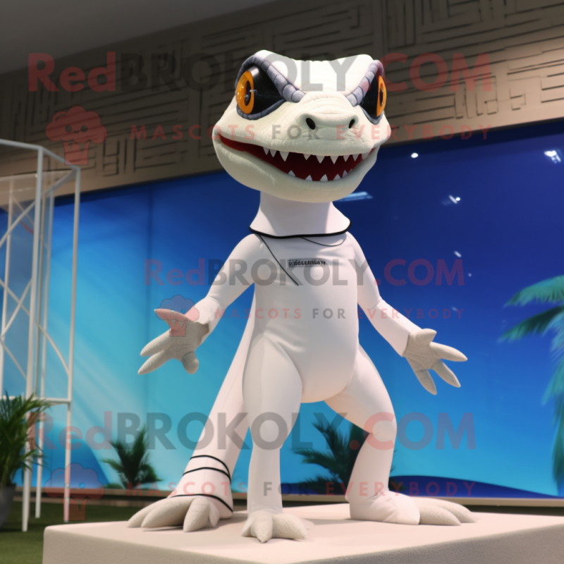 White Dimorphodon mascot costume character dressed with a One-Piece Swimsuit and Cufflinks