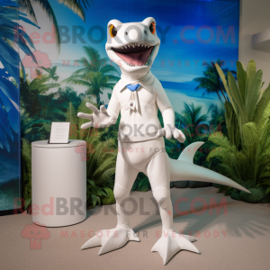 White Dimorphodon mascot costume character dressed with a One-Piece Swimsuit and Cufflinks