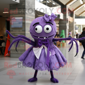 Purple Spider maskot kostym...