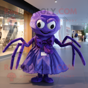 Purple Spider maskot kostym...