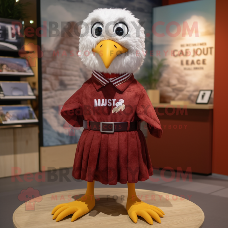 Maroon Gull mascot costume character dressed with a Mini Skirt and Pocket squares Maroon Gull mascot costume character dressed with a Mini Skirt and Pocket squares
