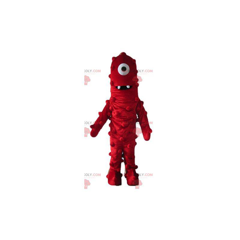 Reusachtige en grappige rode cyclops buitenaardse mascotte -