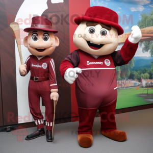 Maroon Knife Thrower mascot costume character dressed with a Oxford Shirt and Ties