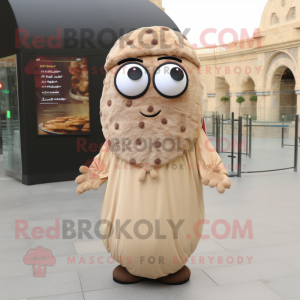 Beige Falafel maskot kostym...