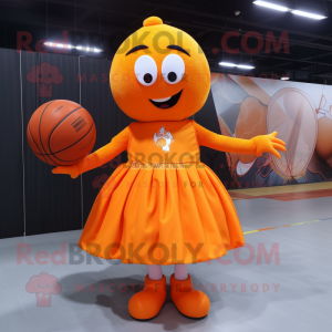Orange Basketball Ball mascot costume character dressed with a Circle Skirt and Anklets