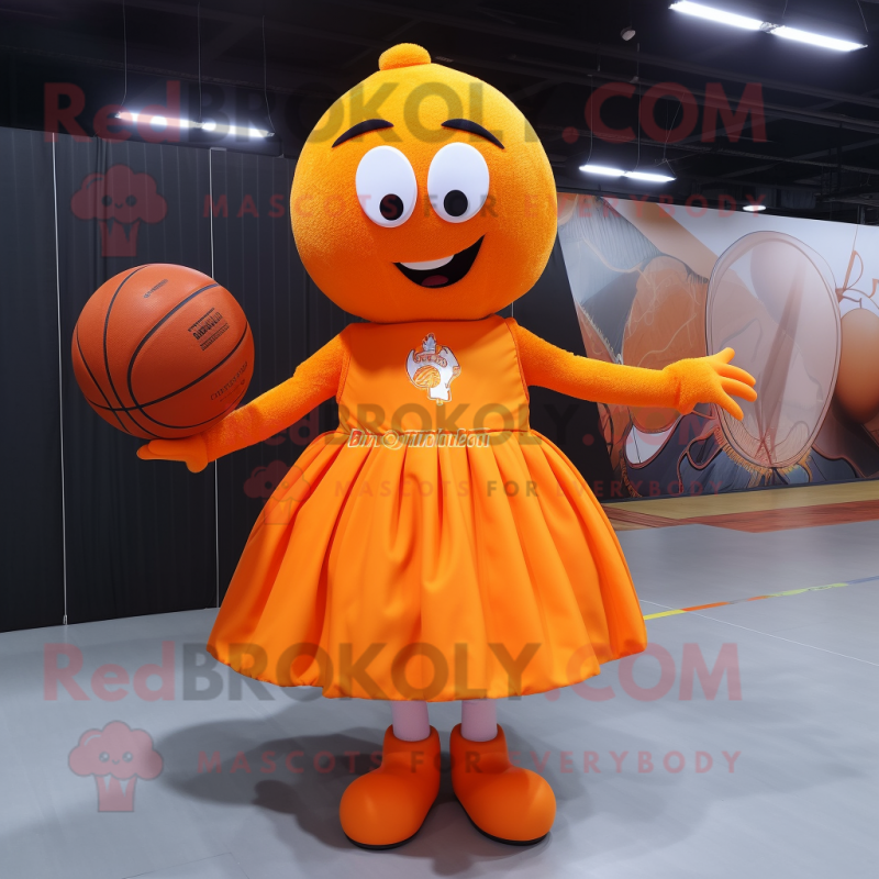 Orange Basketball Ball mascot costume character dressed with a Circle Skirt and Anklets Orange Basketball Ball mascot costume character dressed with a Circle Skirt and Anklets