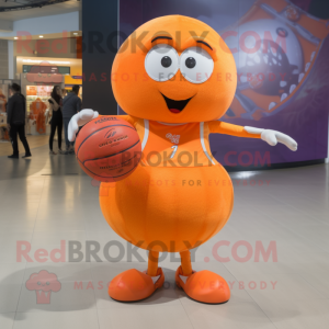 Orange Basketball Ball mascot costume character dressed with a Circle Skirt and Anklets