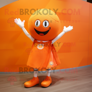 Orange Basketball Ball mascot costume character dressed with a Circle Skirt and Anklets