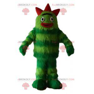 Mascote monstro verde de dois tons todo peludo - Redbrokoly.com