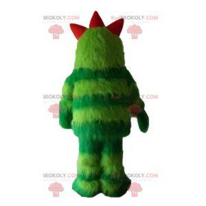 Allemaal harige tweekleurige groene monstermascotte -