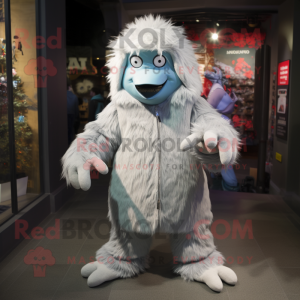 Sølv Yeti maskot kostume...