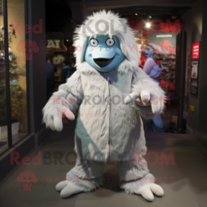 Silver Yeti mascot costume character dressed with a Chinos and Beanies