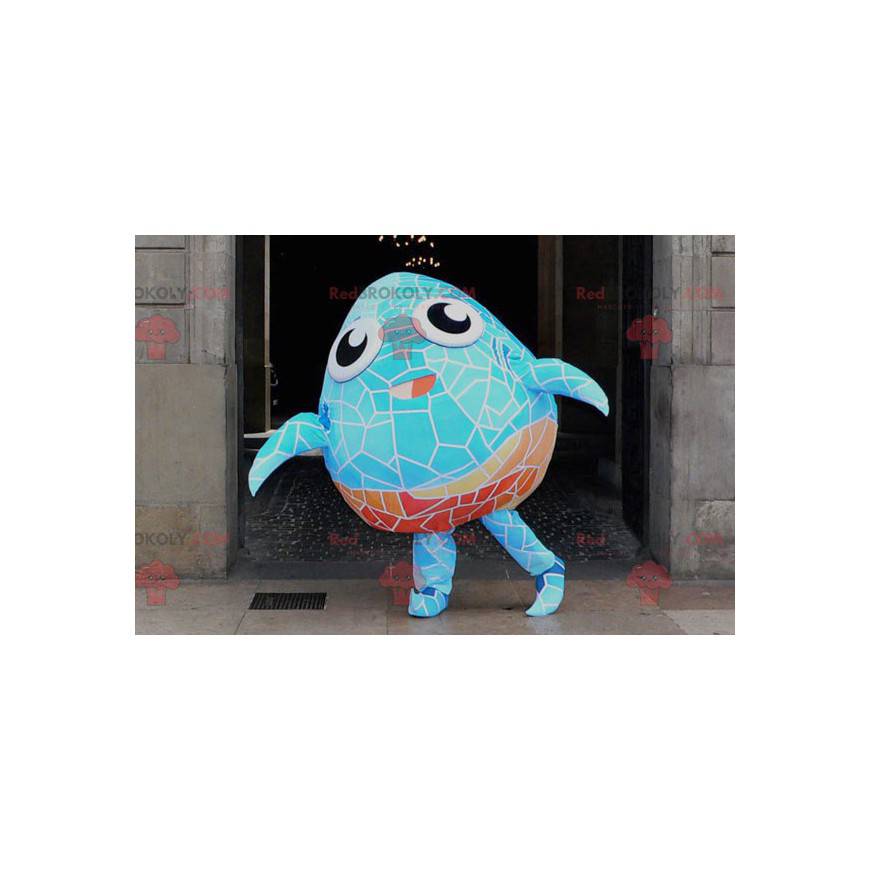 Mascot gullig blå och orange fisk med mosaik - Redbrokoly.com