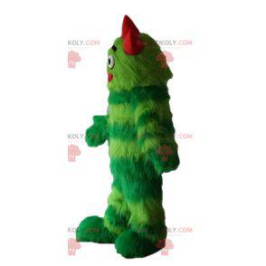 Mascote monstro verde de dois tons todo peludo - Redbrokoly.com